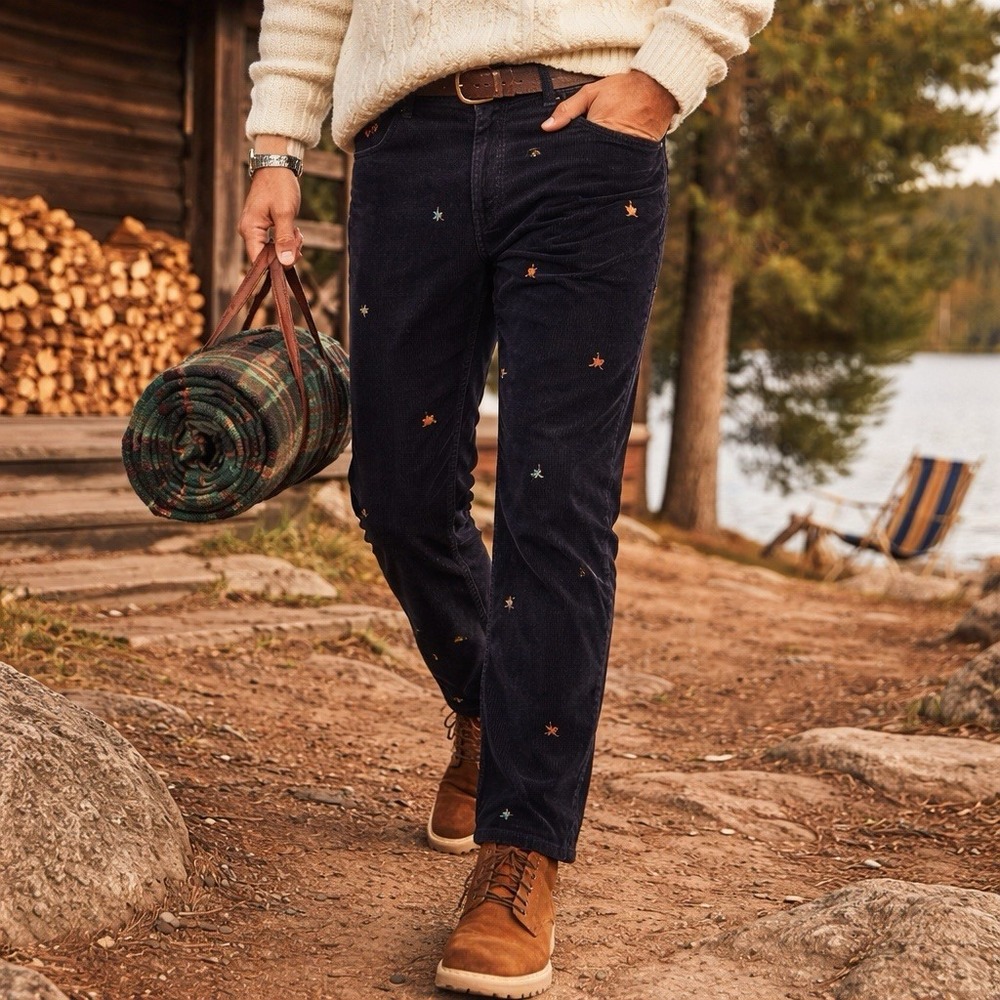 Kiel James Patrick Comfy Campfire Corduroy Pants Ski Motif 30x30 $148